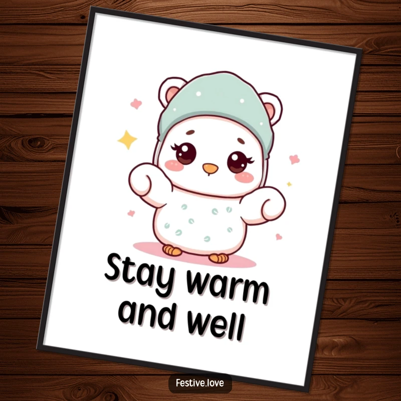 Funny Free Printable Wall Art of a mitten character extending a warm, friendly wave, perfect for cozy spaces.