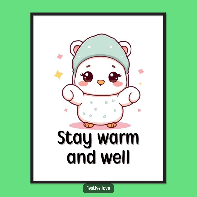 Free Printable Wall Art: Waving Mitten Warmth - Funny Downloadable Decor