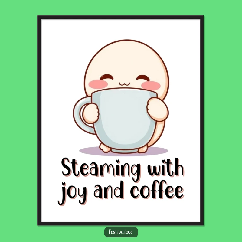 Funny Free Printable Wall Art: Cozy Mug Hug Character - Whimsical Downloadable Decor