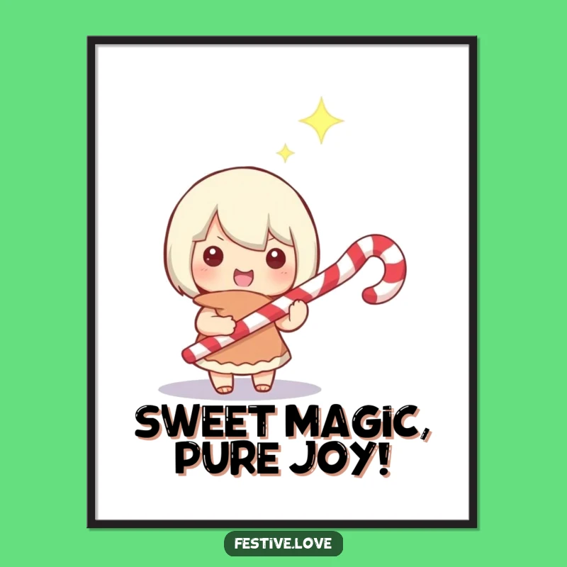 Funny Free Printable Wall Art - Magical Candy Cane Character Art