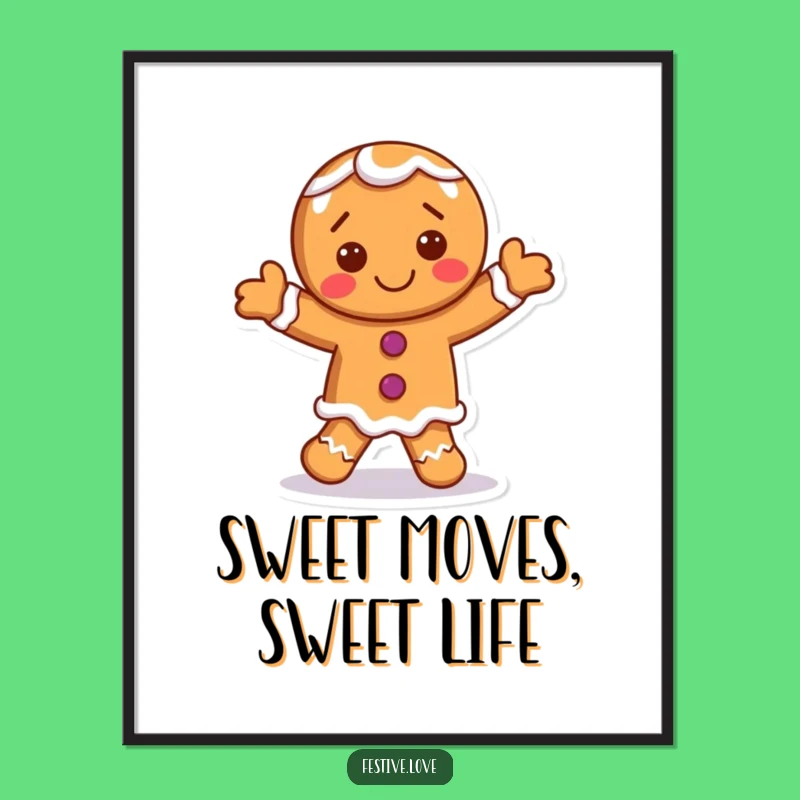 Funny Free Printable Wall Art: Dancing Gingerbread Man - Sweet Kitchen Decor