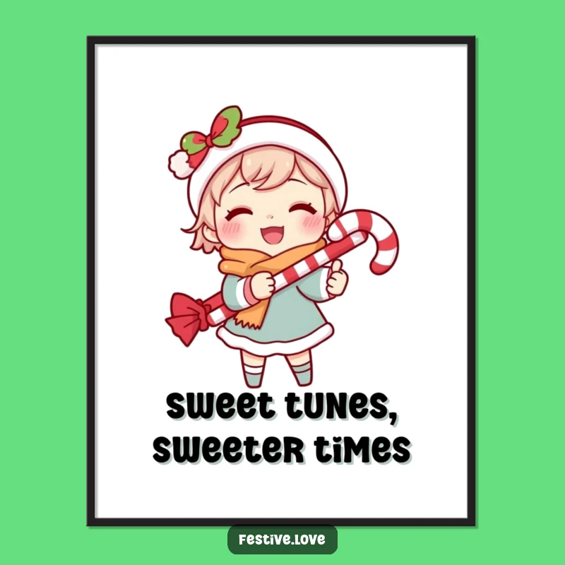 Funny Free Printable Wall Art: Caroling Character, Candy Cane & Cozy Vibes
