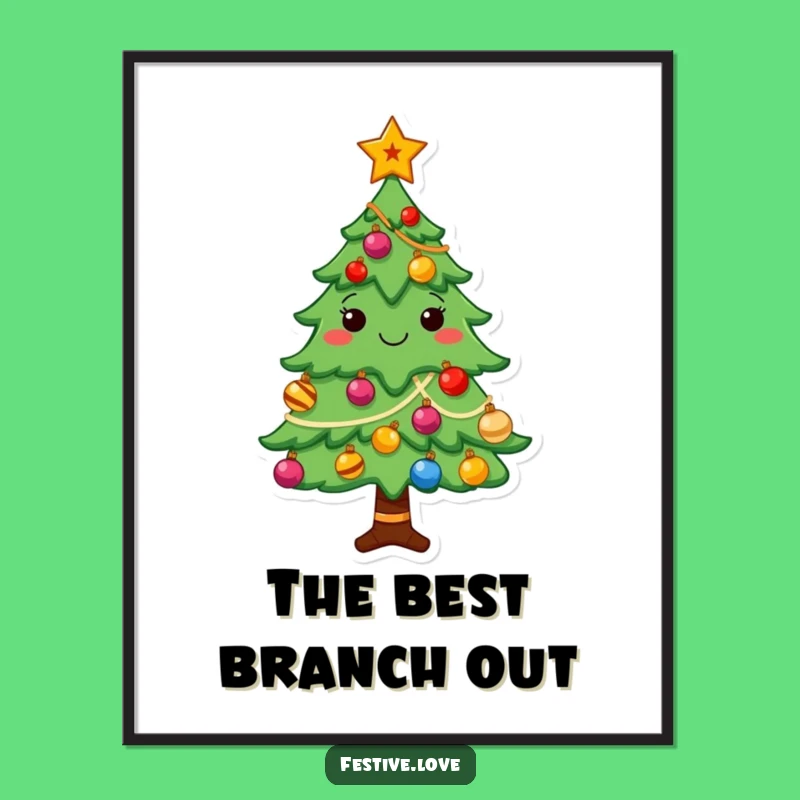 Funny Free Printable Wall Art: Cheerful Christmas Tree - Festive Holiday Decor