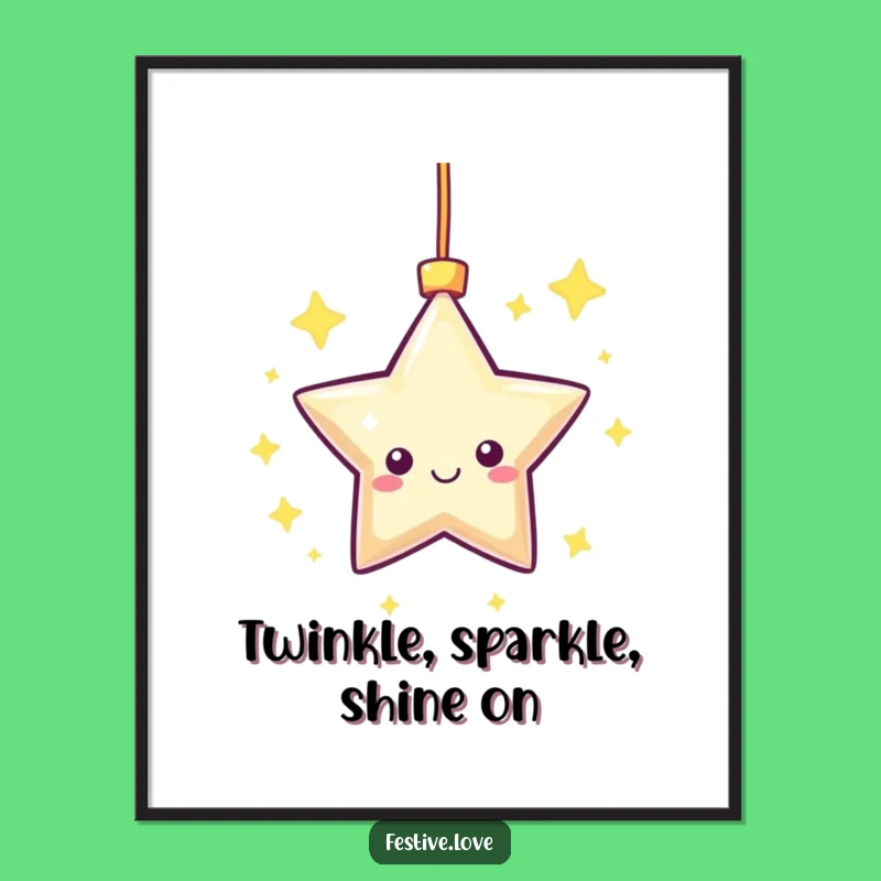 Free Printable Wall Art: Twinkling Kawaii Star, Funny Downloadable Decor for Celestial Vibes