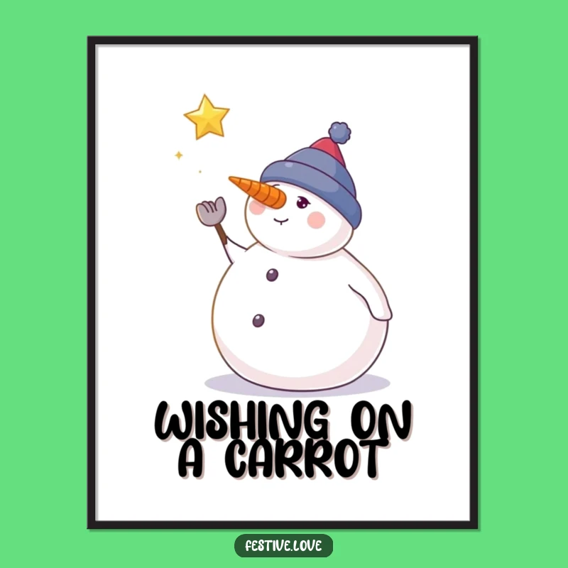 Funny Free Printable Wall Art: Snowman & Falling Star Dream, Downloadable Decor