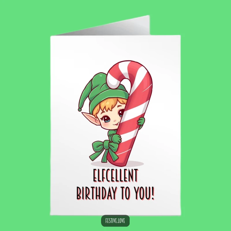 Free Printable Birthday Card: Elf's Candy Cane Surprise! Fun Downloads