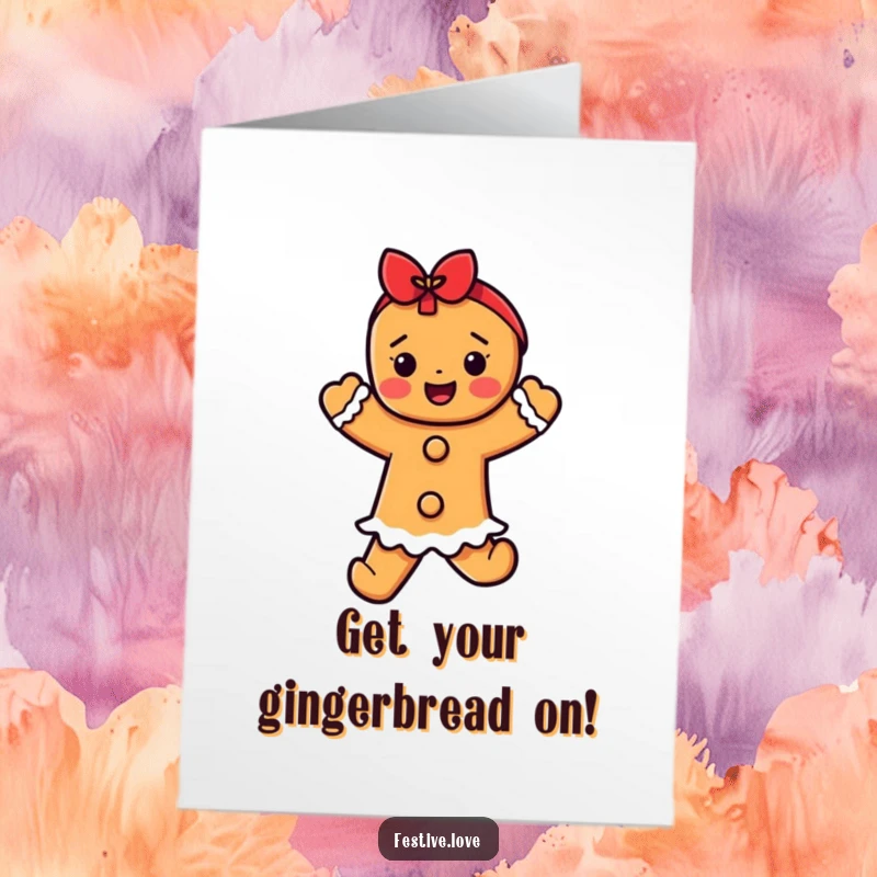 Funny Free Printable Birthday Card: A joyful gingerbread person doing a happy dance, ready to deliver sweet birthday wishes and downloadable merriment.