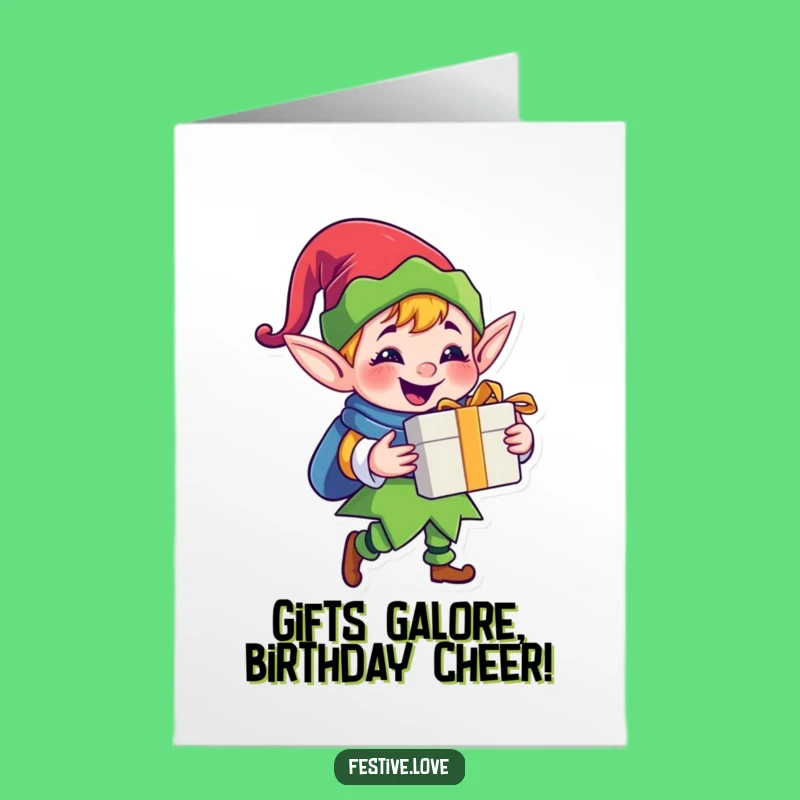 Free Printable Birthday Card: Elf's Gift Delivery Grin, Hilarious Downloadable Gift