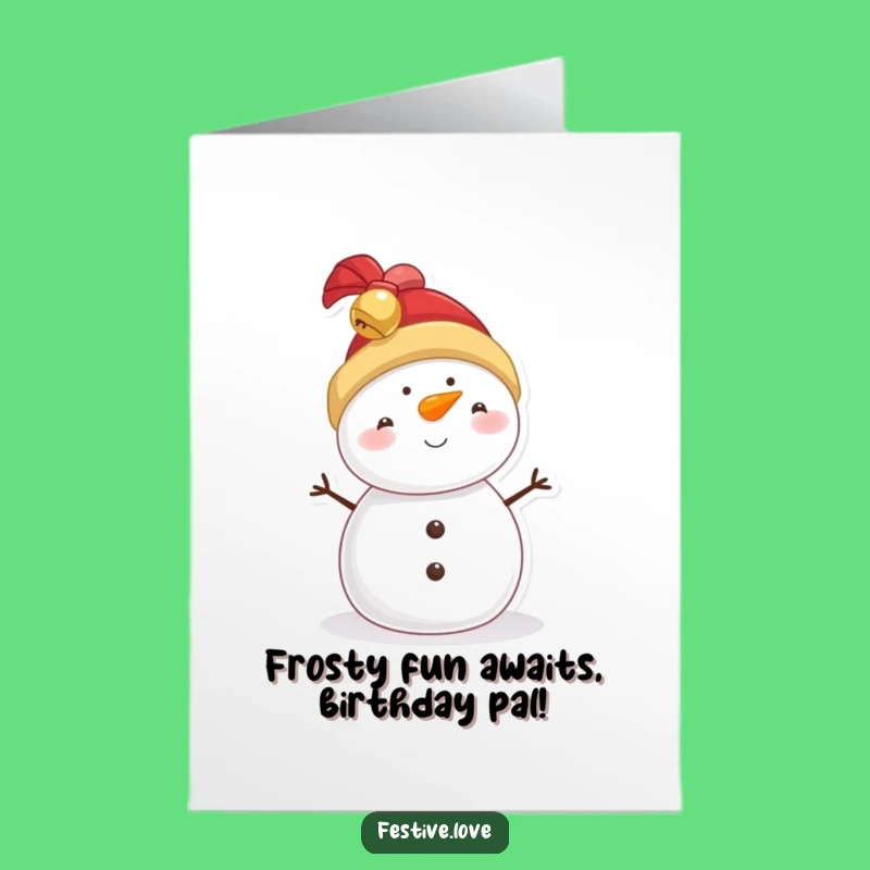 Free Printable Birthday Card: Funny Snowman Jingle Hat, Humorous Holiday Cheer Downloadable Gift