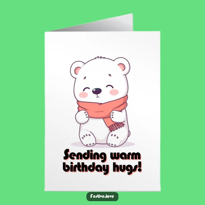 Free Printable Birthday Card: Hugging Kawaii Bear, Funny Downloadable Gift for Cozy Celebrations
