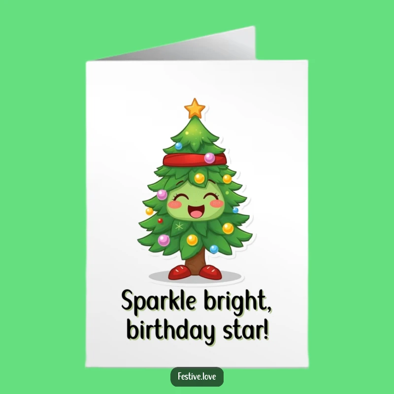 Free Printable Birthday Card: Joyful Christmas Tree, Humorous Holiday Cheer Downloadable Gift
