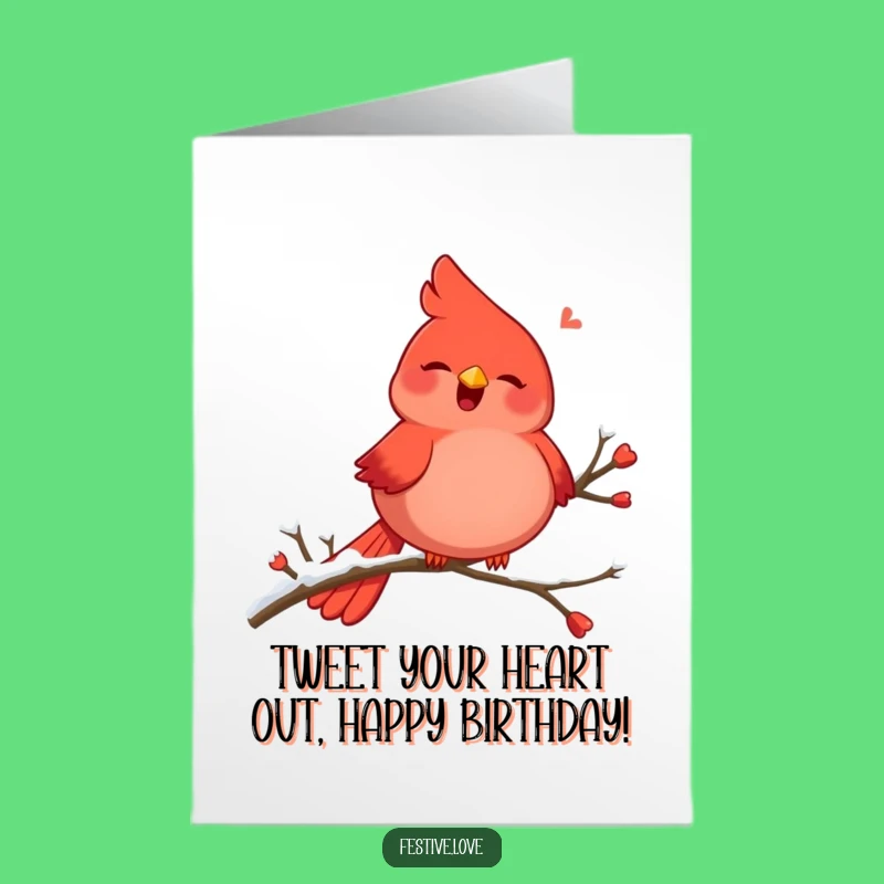 Free Printable Cardinal Birthday Card: Singing Bird for a Joyful Celebration Download