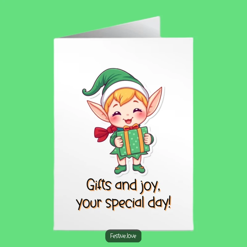 Free Printable Elf Birthday Card: Joyful Gift Holder Funny Downloadable