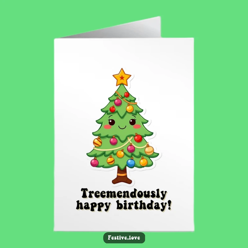 Free Printable Funny Birthday Card: Cheerful Christmas Tree Wishes - Downloadable Joy!