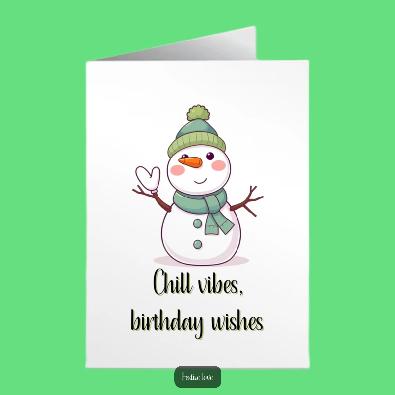 Free Printable Funny Birthday Card: Jolly Snowman Waving Hello - Downloadable Fun!