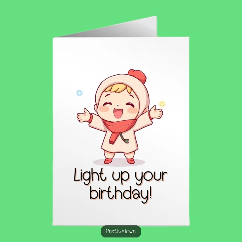 Free Printable Funny Birthday Card - Juggling Lights Character Joy
