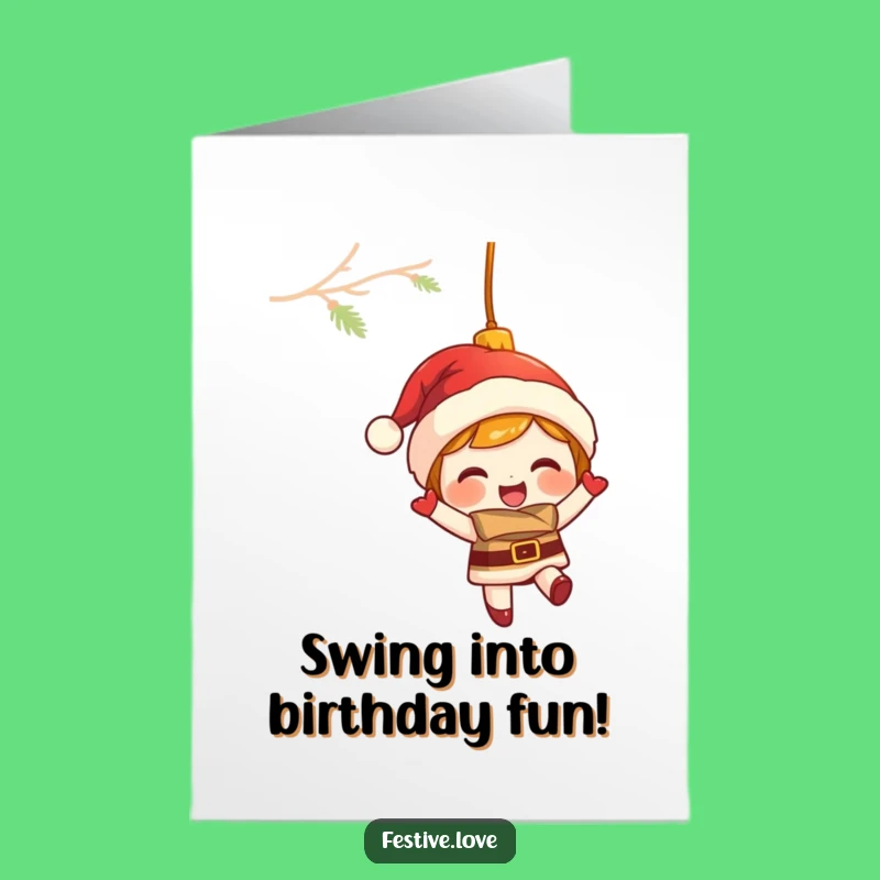 Funny Free Printable Birthday Card: Swinging Ornament, Hilarious Downloadable Gift for Festive Birthdays