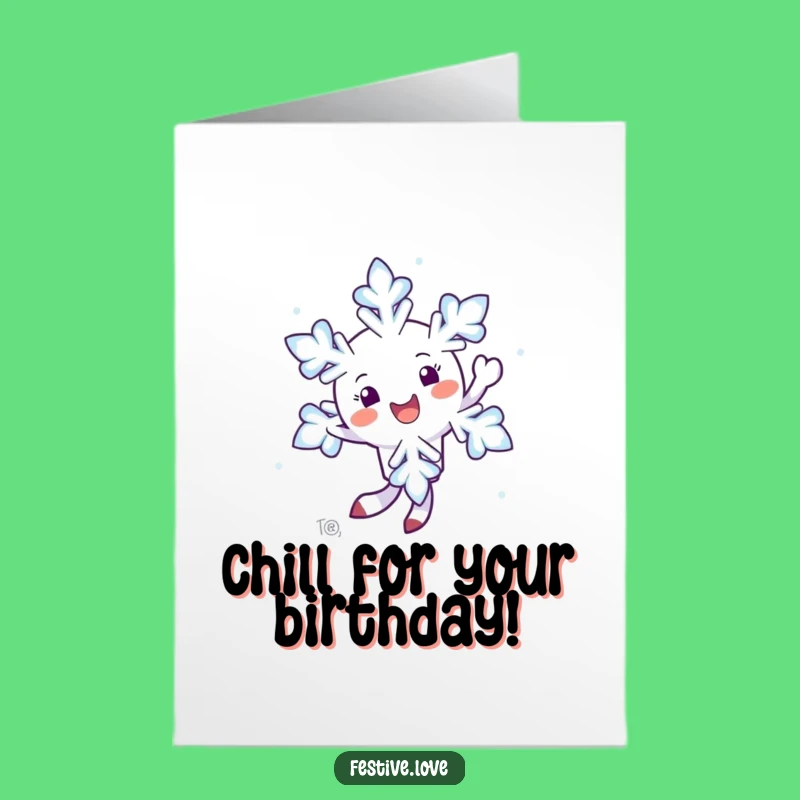 Funny Free Printable Birthday Card: Twirling Snowflake, Hilarious Downloadable Gift for Winter Birthdays