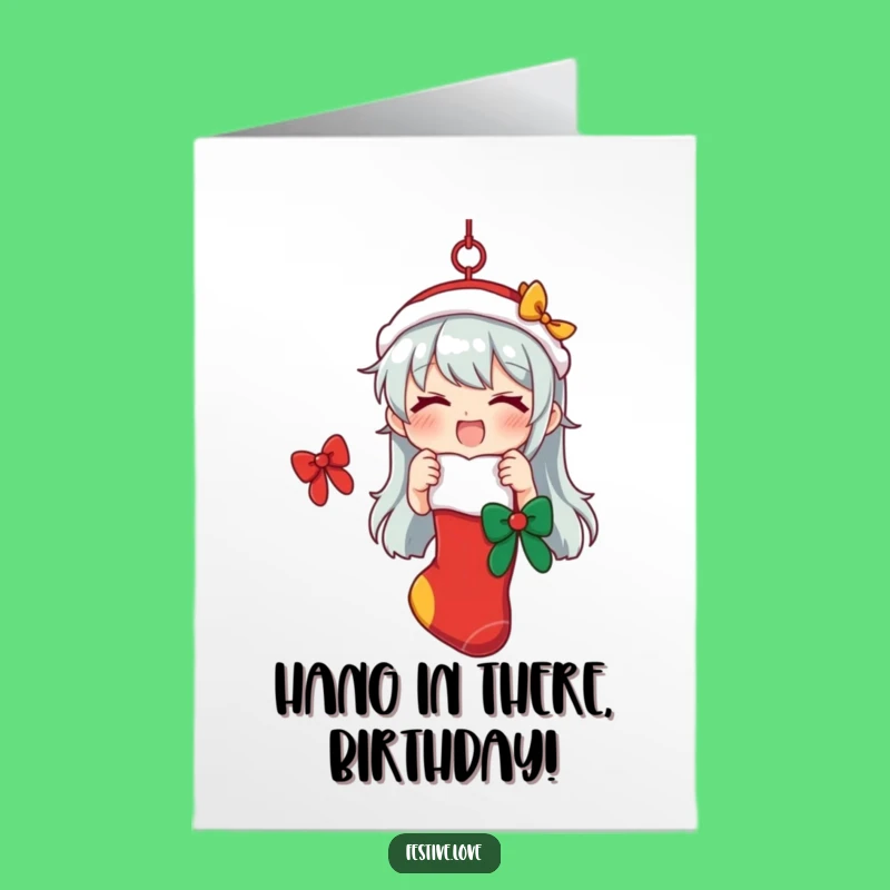 Free Printable Birthday Card: Festive Stocking Holder, Funny Downloadable Gift for the Holidays!