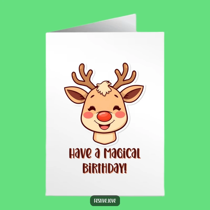 Free Printable Birthday Card: Grinning Reindeer, Humorous Holiday Cheer Downloadable Gift
