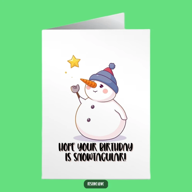 Free Printable Birthday Card: Snowman Wishes Star, Funny Downloadable Gift
