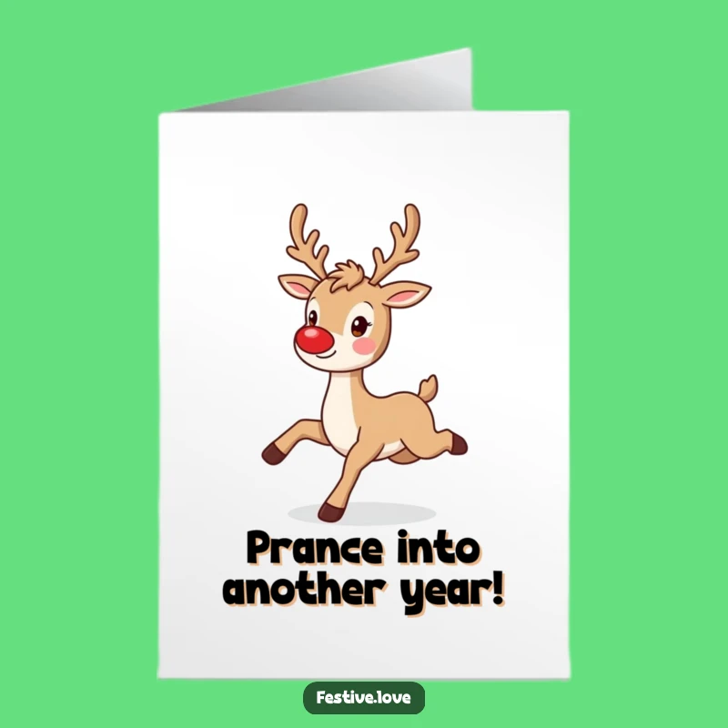 Free Printable Funny Birthday Card: Playful Reindeer Prancing - Downloadable Cheer!