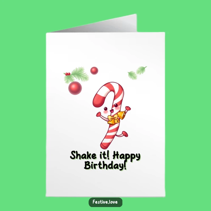 Free Printable Birthday Card: Dancing Candy Cane Jingle, Funny Downloadable Gift