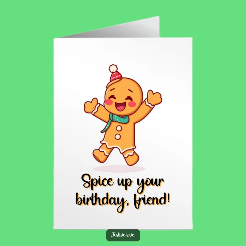 Free Printable Gingerbread Birthday Card: Giggling Jig Funny Downloadable