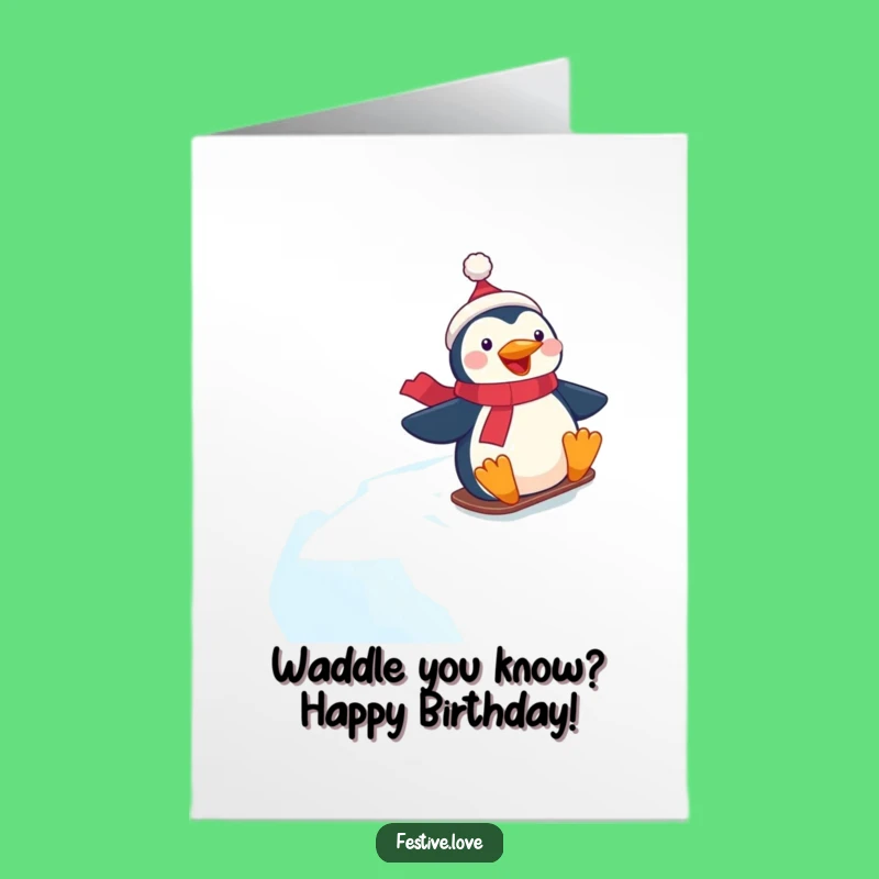 Free Printable Birthday Card: Penguin Party! Slide into Fun Downloads