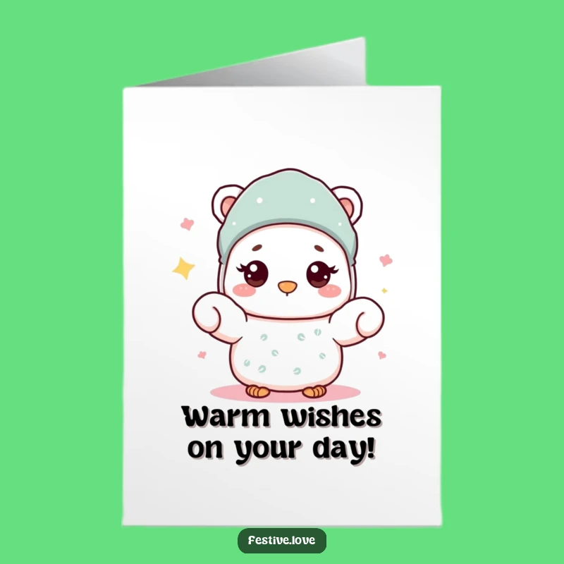 Free Printable Birthday Card: Warm Waving Mitten - Funny Downloadable Gift