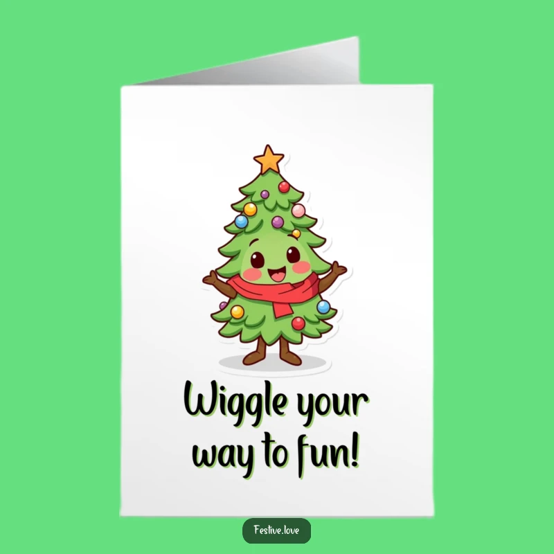 Free Printable Birthday Card: Festive Kawaii Tree, Funny Downloadable for Holiday Birthdays