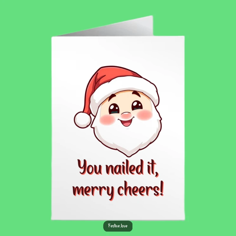 Festive Free Printable Congrats Card: Cheerful Santa Hat Character's Nod