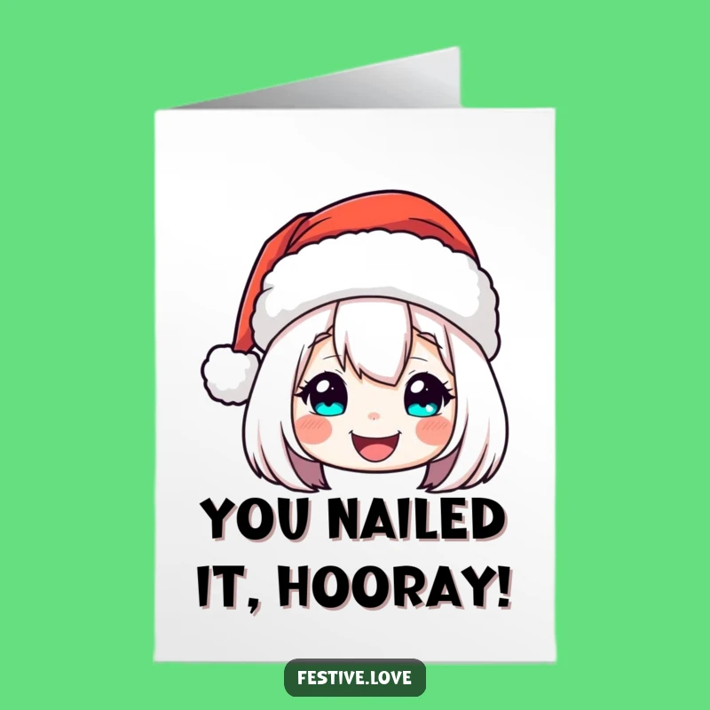 Free Printable Congrats Card: Bobbing Santa Hat - Funny Downloadable Gift