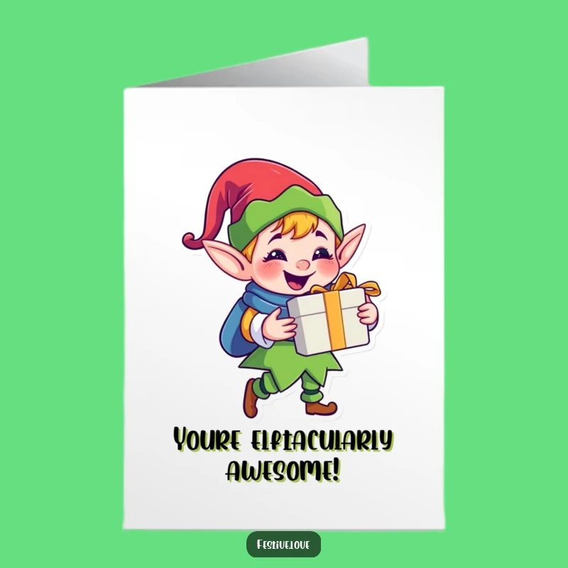 Free Printable Congrats Card: Elf's Grinning Gift of Success, Funny Downloadable Gift