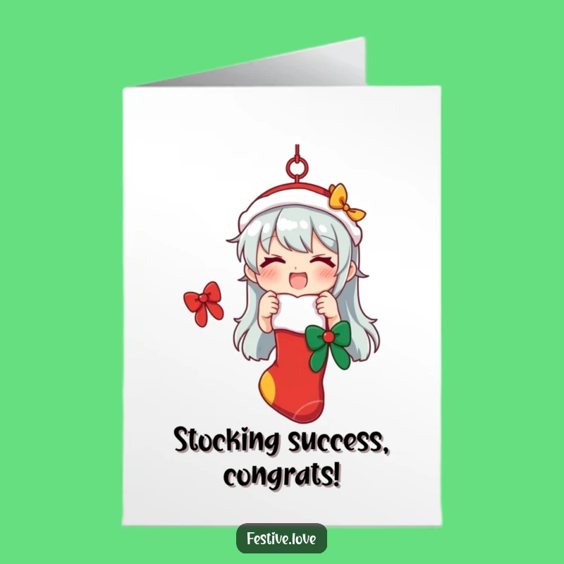 Free Printable Congrats Card: Festive Stocking Hung, Celebrate Achievements with a Downloadable!