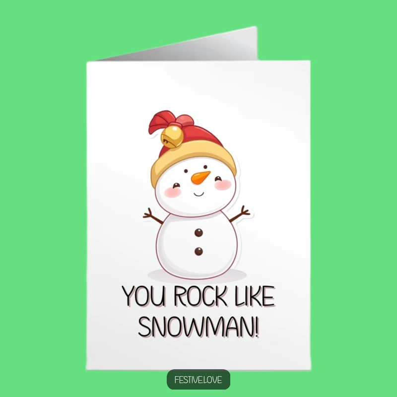 Free Printable Congrats Card: Jingle Bell Hat Snowman, Humorous Celebration Downloadable Gift