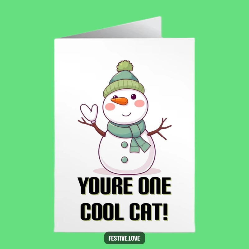 Free Printable Congrats Card: Jolly Snowman Waving Celebration - Instant Download