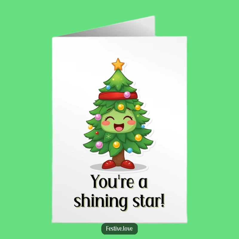 Free Printable Congrats Card: Joyful Christmas Tree, Humorous Celebration Downloadable Gift