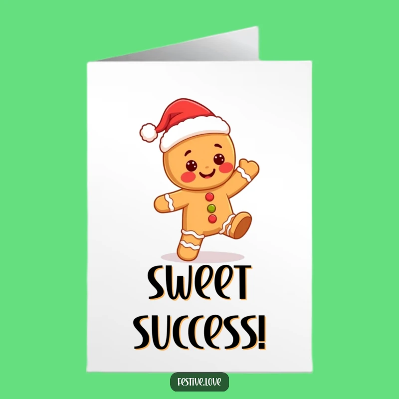 Free Printable Congrats Card: Kawaii Gingerbread Man, Funny Dance, DIY Downloadable