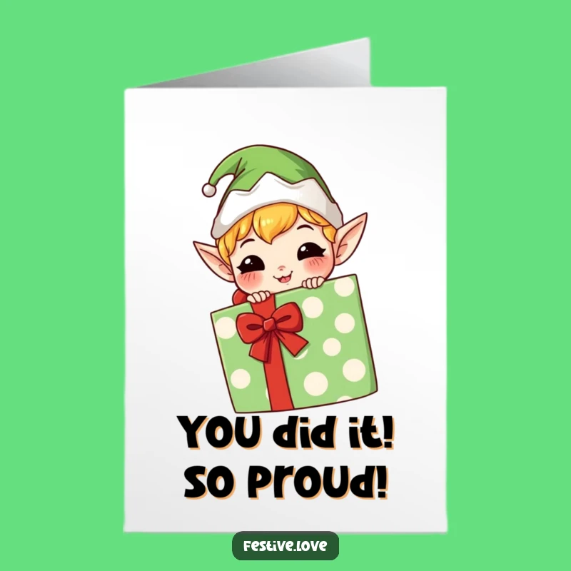 Free Printable Congrats Card: Mischievous Elf, Funny Downloadable Greeting for Any Celebration