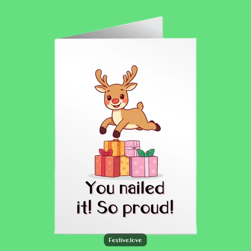 Free Printable Congrats Card: Reindeer's Amazing Leap - Downloadable Celebration!