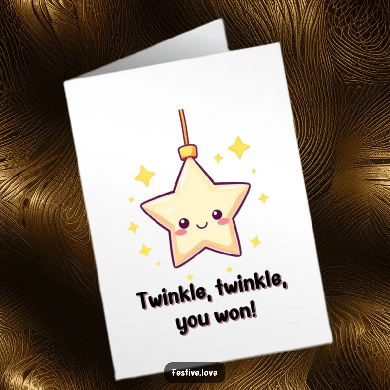 Funny Free Printable Congratulations Card: A kawaii star ornament joyfully spinning and twinkling, symbolizing brilliant success.