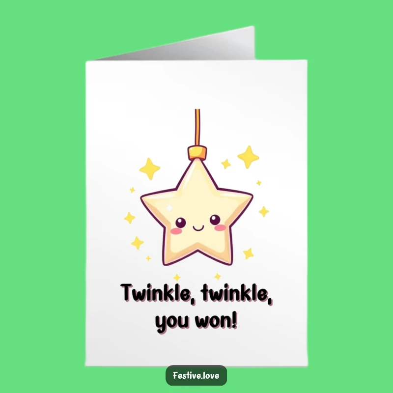 Free Printable Congrats Card: Spinning Kawaii Star, Funny Downloadable Gift for Shining Achievements
