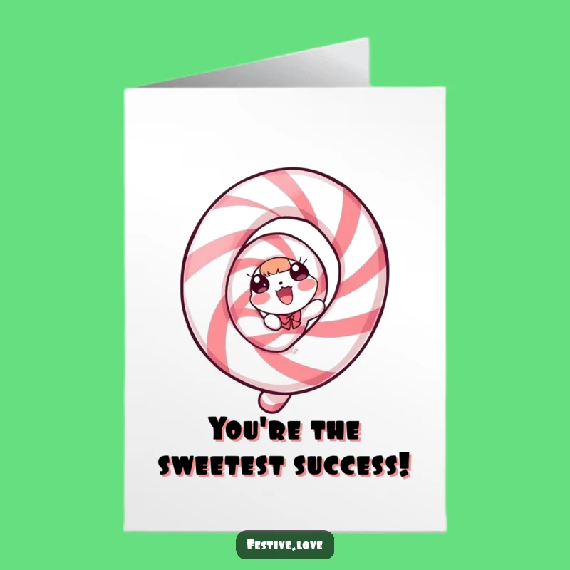 Free Printable Congrats Card: Spiraling Candy Cane - Funny Downloadable Gift