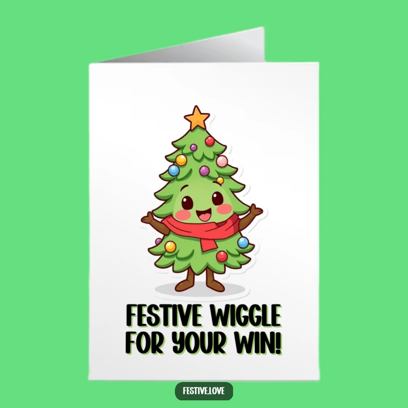 Free Printable Congrats Card: Wiggling Kawaii Tree, Funny Downloadable Gift for Festive Wins