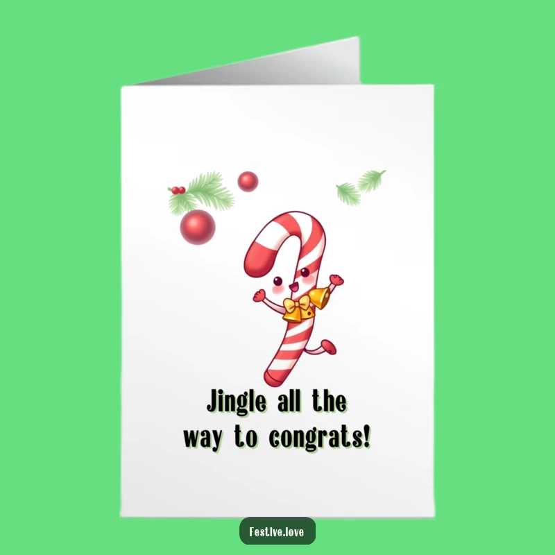 Free Printable Congratulations Card: Candy Cane's Festive Cheer, Funny Downloadable Gift