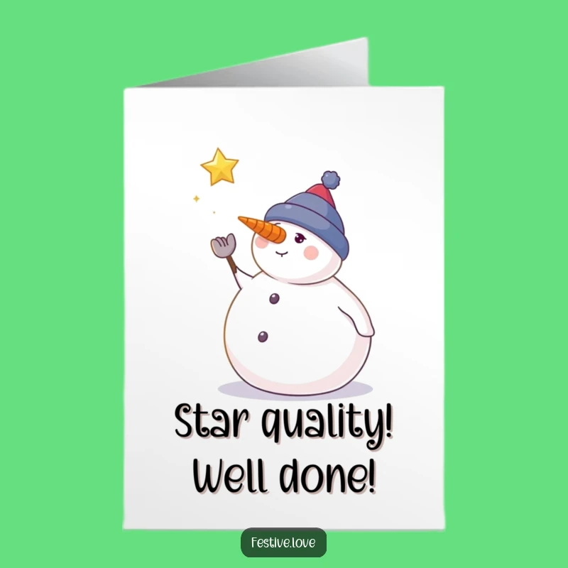 Free Printable Congratulations Card: Snowman's Lucky Star, Funny Downloadable Gift