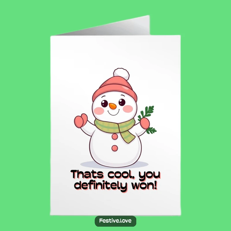 Frosty Free Printable Congrats Card: Snowman's Evergreen Wave for Success