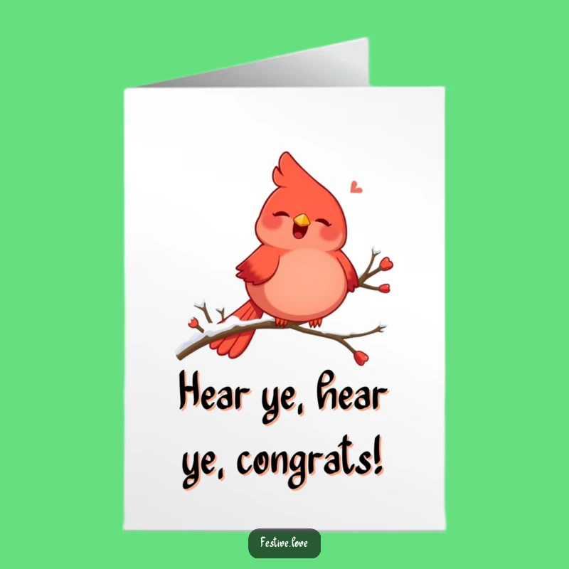 Free Printable Cardinal Congrats Card: Singing Bird for Festive Achievements