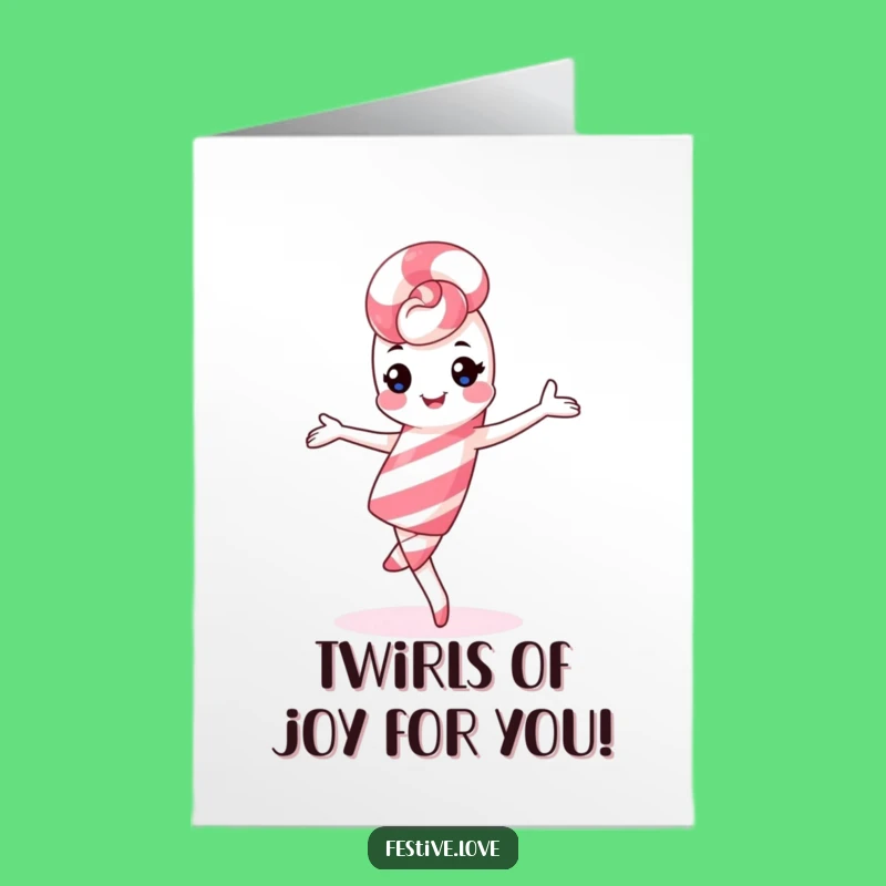 Free Printable Congrats Card: Dancing Candy Cane, Festive & Funny Downloadable Greeting for Wins